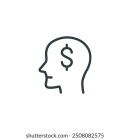 Icono del hombre de negocios del dólar de la cabeza, Ilustración vectorial