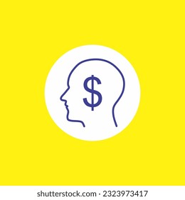 head and dollar currency logo design ideas, suitable use for icon, symbol or element design to describe profit, investment or business