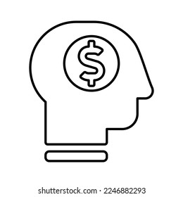 Head With Dollar Icon In Line Style