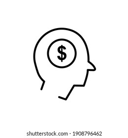 Head with dollar line icon. business symbol. simple design editable. Design template vector