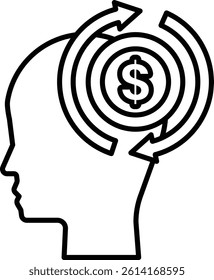 A head with a dollar sign in the middle