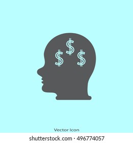 Head with dollar symbol