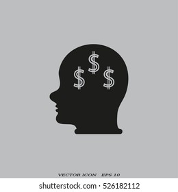 Head with dollar symbol