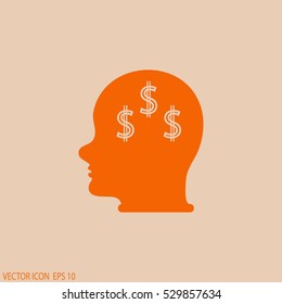 Head with dollar symbol