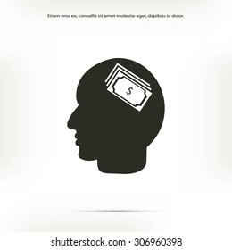 Head with dollar symbol icon