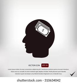 Head with dollar symbol icon