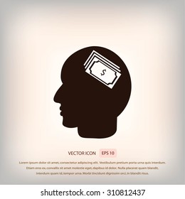 Head with dollar symbol icon