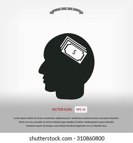 Head with dollar symbol icon
