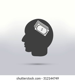 Head with dollar symbol icon