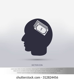 Head with dollar symbol icon