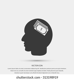 Head with dollar symbol icon