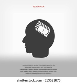 Head with dollar symbol icon