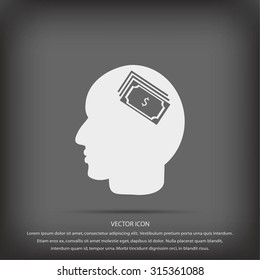 Head with dollar symbol icon