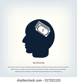 Head with dollar symbol icon