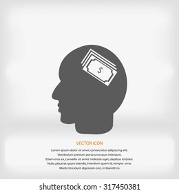 Head with dollar symbol icon