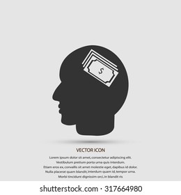 Head with dollar symbol icon