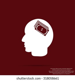 Head with dollar symbol icon