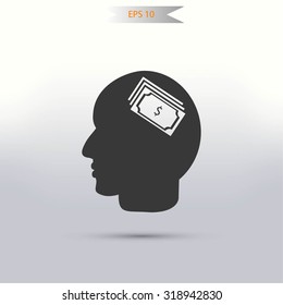 Head with dollar symbol icon