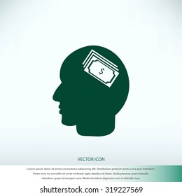 Head with dollar symbol icon