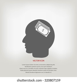 Head with dollar symbol icon
