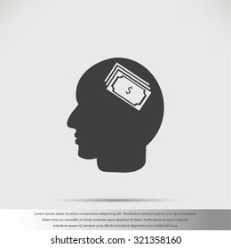 Head with dollar symbol icon