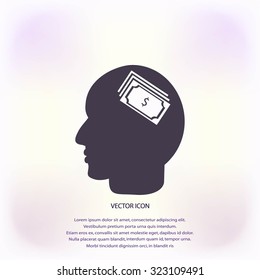 Head with dollar symbol icon