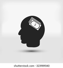 Head with dollar symbol icon