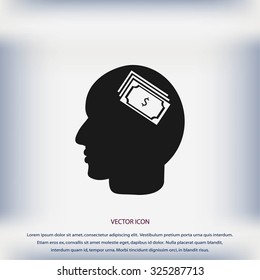 Head with dollar symbol icon