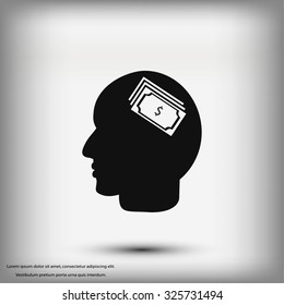 Head with dollar symbol icon