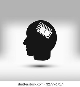 Head with dollar symbol icon