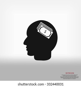 Head with dollar symbol icon