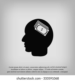 Head with dollar symbol icon
