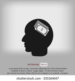 Head with dollar symbol icon