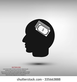 Head with dollar symbol icon