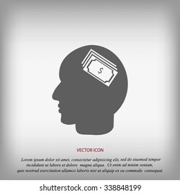 Head with dollar symbol icon
