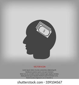 Head with dollar symbol icon