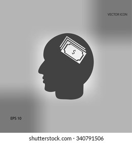 Head with dollar symbol icon