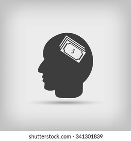Head with dollar symbol icon