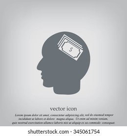 Head with dollar symbol icon