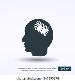 Head with dollar symbol icon