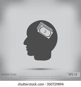 Head with dollar symbol icon