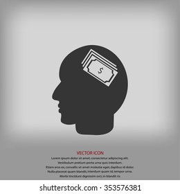 Head with dollar symbol icon