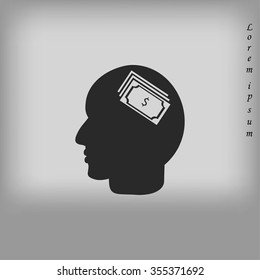 Head with dollar symbol icon