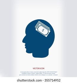Head with dollar symbol icon