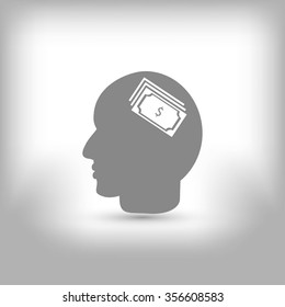Head with dollar symbol icon