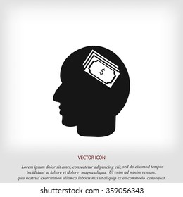 Head with dollar symbol icon