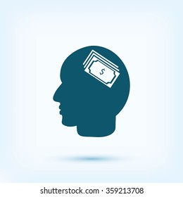 Head with dollar symbol icon