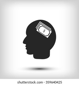 Head with dollar symbol icon