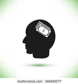 Head with dollar symbol icon