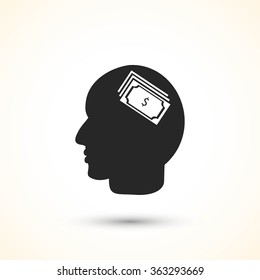 Head with dollar symbol icon